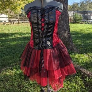 2 pc Spider Web Corset and Skirt